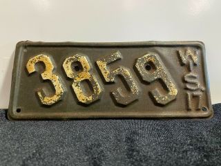 Rare Antique Vintage 1917 Wisconsin Motorcycle License Plate Tag Harley Indian