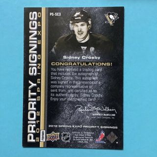 Sidney Crosby 2012 Spring Hockey Expo Priority Signings.  Pittsburgh Penguins 2