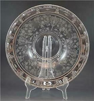 Antique Crystal Glass & Sterling Silver Rimmed Center Or Console Bowl By Wallace
