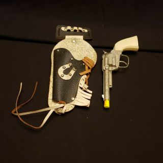 Vintage Gabriel Toy Cap Gun  & Leather Fringed Holster