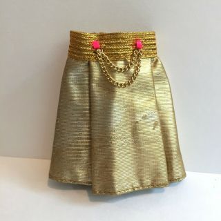 Vintage Barbie 1468 Special Sparkle Gold Lamé Skirt With Chains Pink Beads 1970