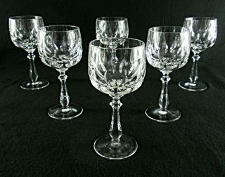 Rare Antique Baccarat Flawless Crystal Set 6 X Wine Goblet W/ Deeply Cut Pattern