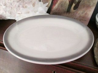 Vintage 11 1/4 " X 8 " Buffalo China Ironstone Dish Serving Platter Plate Gray Rim
