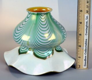 Antique Quezal Or Steuben Iridescent Pulled Feather Art Glass -