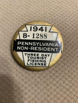 1941 Pa Pennsylvania Non Resident Fishing License
