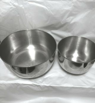 2 Vintage Sunbeam Stainless Steel Mixing Bowls Replacement Parts 9 " And 6.  25 "
