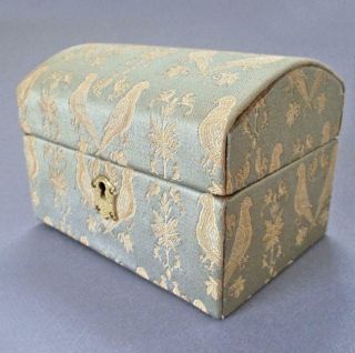 Vintage Silk Brocade Jewelry Chest Birds W Dome Top Italy For Neiman Marcus