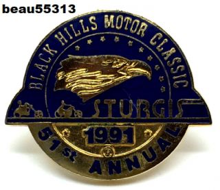 " Very Rare " 6th Year 1991 Sturgis Chamber South Dakota 51st Annual Rally Pin