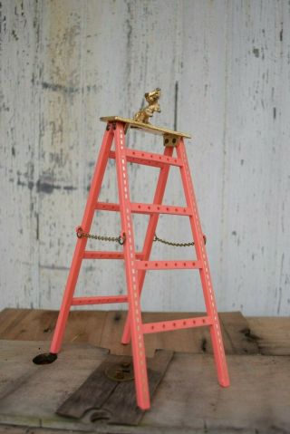 Vintage Pink 1970s Earring Holder Cat Ladder Jameco 9 "