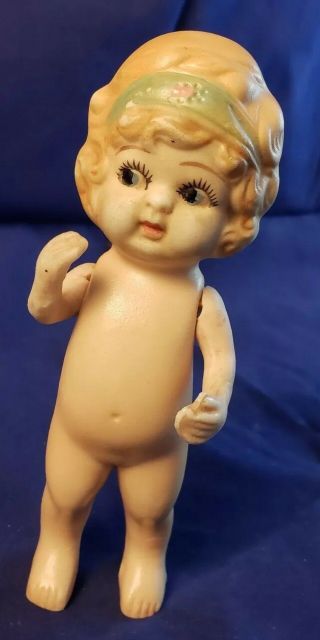 Vintage Painted Bisque 5 1/2 " Girl Made In Japan