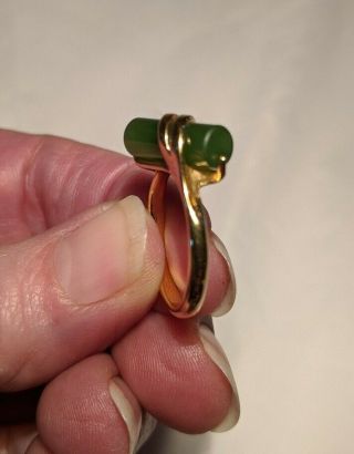 Vintage Avon Captured Jade Ring Gold Electoplate Sz 6 Asian Minimalist Styling