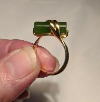 Vintage Avon Captured Jade Ring Gold Electoplate Sz 6 Asian Minimalist Styling 2