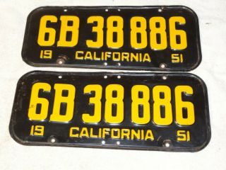 1951 California Car License Plate Pair Rare,  52 53 54 55 6b38886