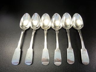295 Grams,  A Set Of 6 Victorian H/m Solid Silver Dessert Spoons London 1842