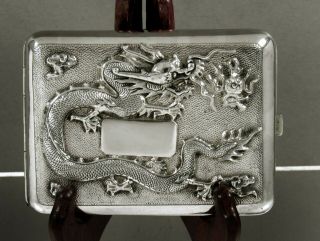 Chinese Export Silver Dragon Box  Signed 2
