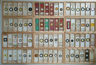 Fine Cased Set Of 72 Antique Microscope Slides