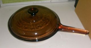 Vintage Corning Vision Ware Amber 10 1/2 " Frying Pan -