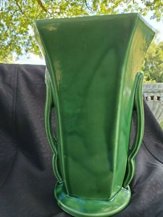 Vintage Mccoy Mcm 2 Handled Green Vase