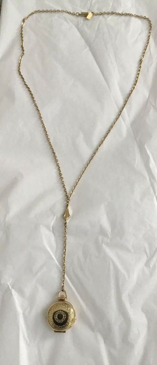 Vintage 1928 Gold Tone Chain And Locket,  Holds 4 Pictures