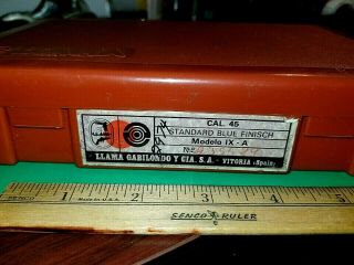 Vintage Llama Pistol Gun Box -.  45 Cal.  Modelo Ix - A - Embossed Orange Plastic Box