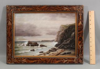 Antique 19thc C.  Hammes Maritime Coastal Seascape Oil Painting,  Aesthetic Frame