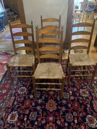 Set of 4 ladderback Tell City Andover maple chairs ladder back vintage dining 2