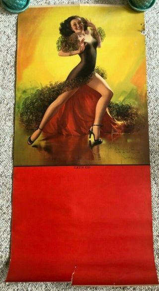Org.  Antique Rolf Armstrong Pin - Up Poster " Let 