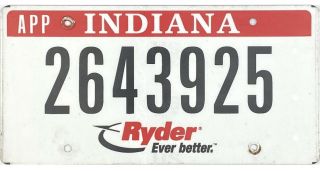 99 Cent Indiana Ryder Apportioned License Plate 2643925