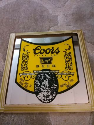 Vintage Coors Beer Extra Dry Mirror Bar Sign