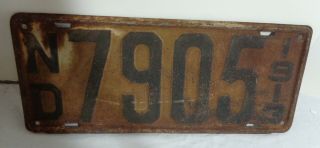 1913 North Dakota Automobile License Plate - All