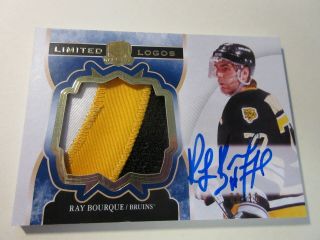 2017 - 18 The Cup Limited Logos Gold 3 - Color Jumbo Patch Auto Ray Bourque 09/10