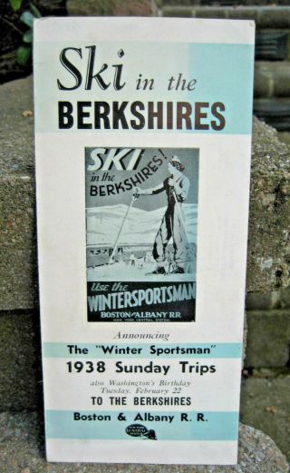 1938 Boston & Albany Railroad " Ski In The Berkshires " Winter Trips Brochure