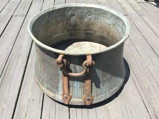 Large 24” Copper Cauldron Antique Planter Pot Great Wrought Iron Handles