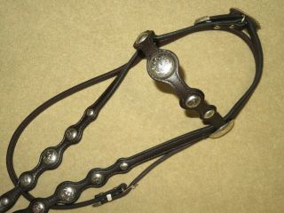 Terrific Quality Vintage Scalloped Sterling Silver Western Headstall Bridle Euc