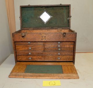 Antique Gerstner Oak 7 Drawer Machinist Chest Collectible Jewelers Tool Box G2