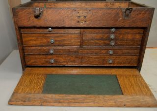 Antique Gerstner Oak 7 drawer machinist chest collectible jewelers tool box G2 2