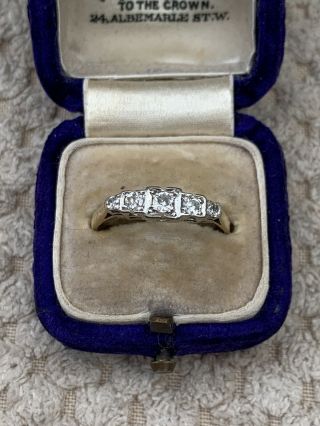Antique Art Deco 18ct Gold & Platinum 5 Stone Diamond Ring