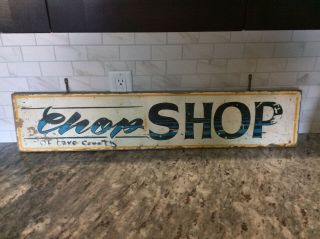 Vintage Handmade Wood Chop Shop Sign Lake County California Auto Motorcycles