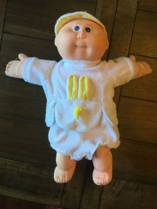 Vintage 1980s Cabbage Patch Preemie Baldie Boy Ss Factory Blue Eyes With Outfit