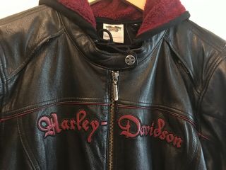 Harley Davidson Womens Leather Jacket 97089 - 12VW 3 In 1 Extra Large XL EUC 3