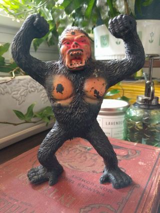 Vintage 1960s " King Kong " 7” Tall Rubber Figure Made In Hong Kong
