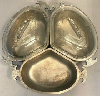 Vintage Set Of 3 Guardian Service Triangle Pots / Pans With 2 Glass Lids