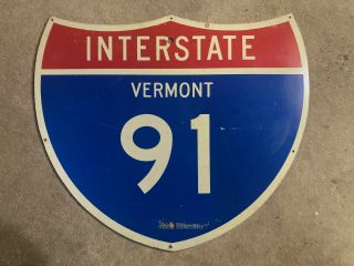 Vermont Interstate Highway 91 Route Shield Marker Road Sign 1960s 1970s 21 X 18
