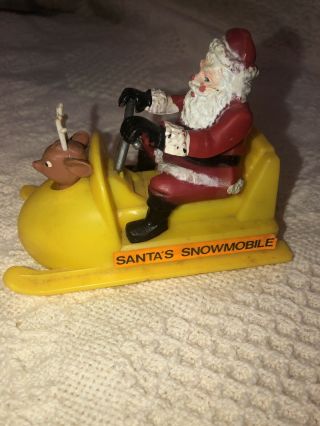 Vintage Plastic Santa Claus Snowmobile Hong Kong Plastic Push Pull