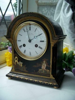 Lovely Antique Chinoiserie French Chiming Mantle Clock C1870 By Miroy Freres