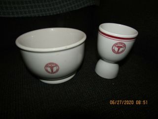 Vintage Shenango China Co.  Usa U.  S.  Army Medical Dept.  Bowl & Egg Cup.