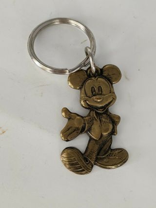 Vintage Disney Brass Metal Mickey Mouse Keychain From Monogram Products