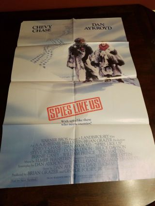 Vintage Spies Like Us Movie Poster 27x41 One Sheet Dan Aykroyd Chevy Chase