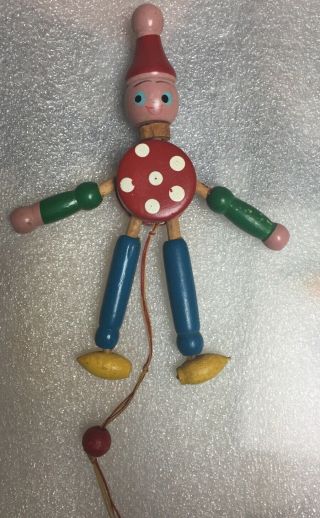 Vintage Wood Pull String Puppet Toy Doll Figure Ornament