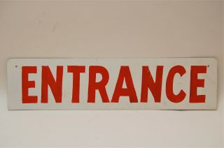 Tin Entrance Sign For Above Door Or Wall,  Vintage Hand Painted,  Old But Good
